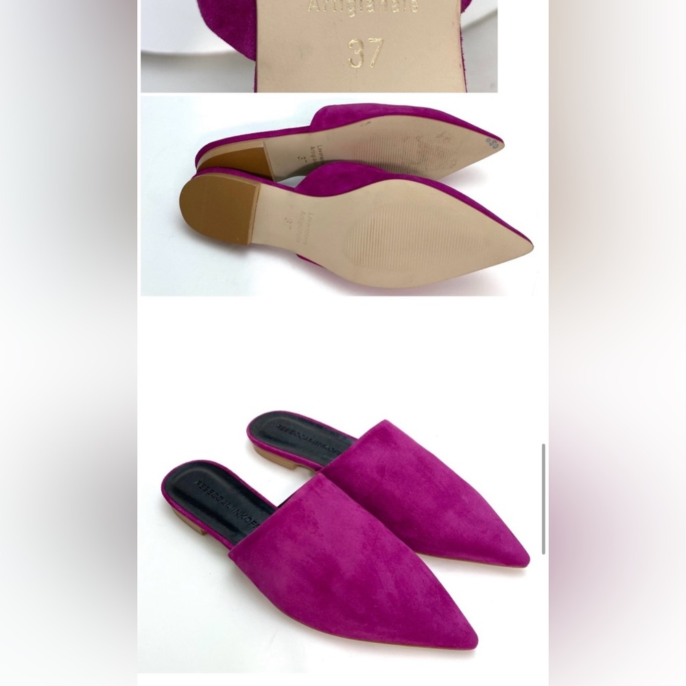 Rebecca Minkoff Sara Suede Pointed Toe Flats Mule in Fuchsia Pink Size 7 NWOT